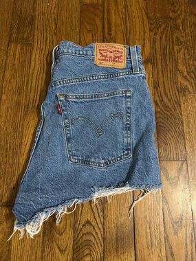 Levi's Blue Frayed Hem Denim Cutoff Shorts